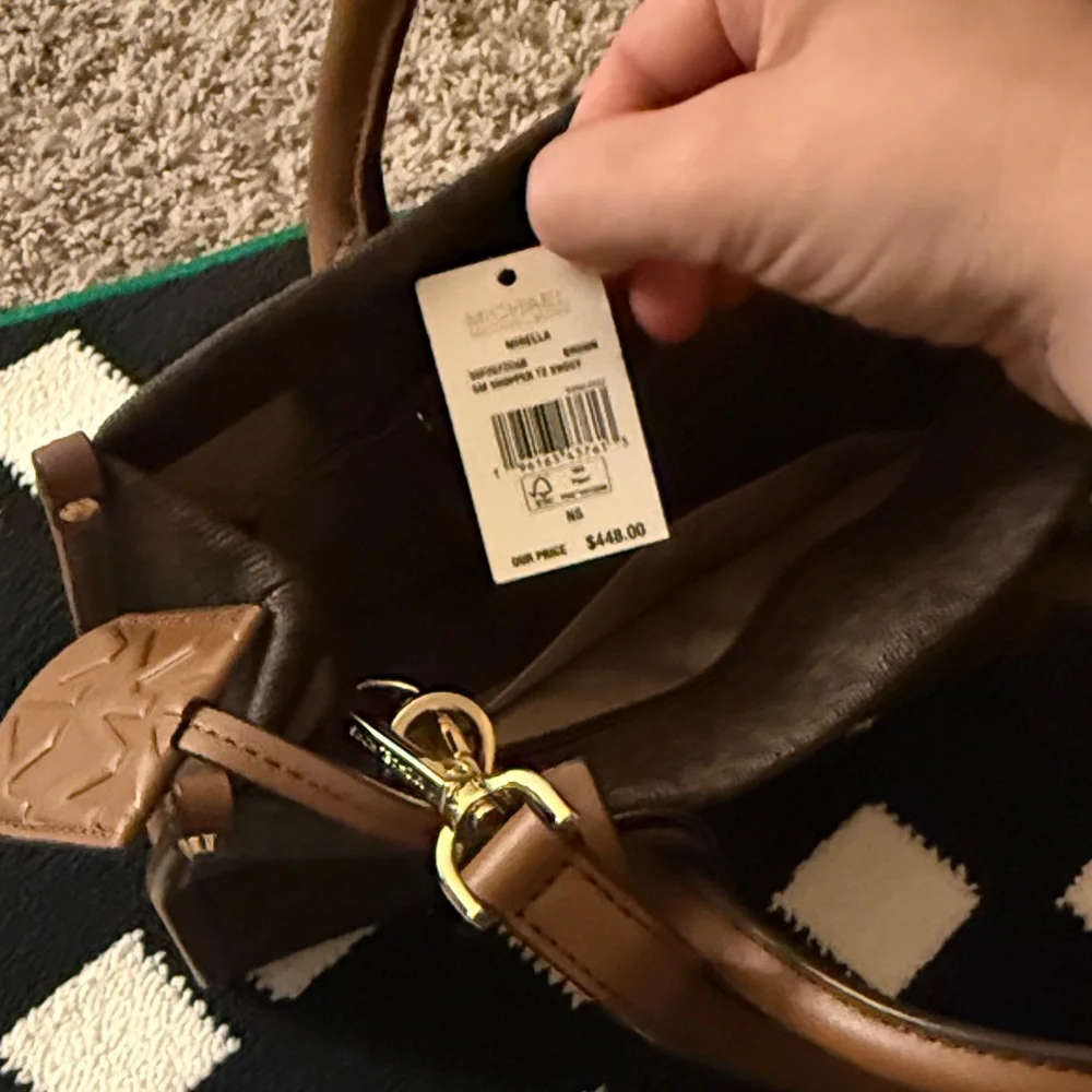 Michael Kors Brown Logo Satchel with Tan Trim - Picture 6 of 6